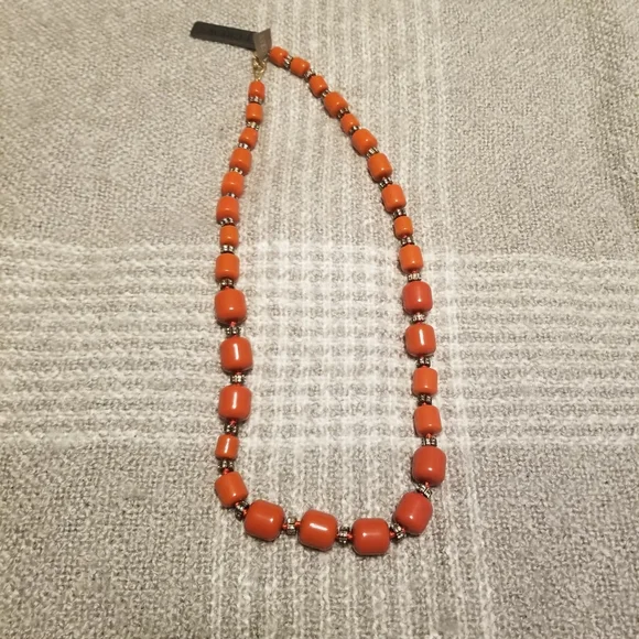 J Crew Orange and crystal beaded necklace - Picture 5 of 6